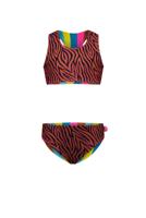 Just Beach Meisjes reversibel bikini sportief - Caramel zebra - thumbnail