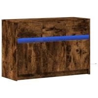 Tv-meubel met LED 91x34x61 cm bewerkt hout gerookt eikenkleur - thumbnail