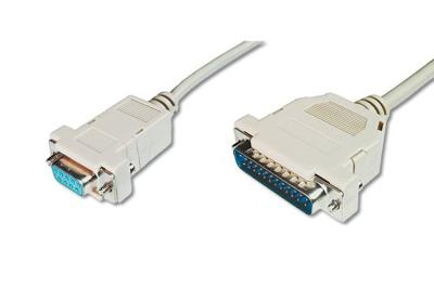 DIGITUS Parallelle printerkabel - D-Sub 25 naar D-Sub 9 - Mannelijk naar vrouwelijk - 3,0m aansluitkabel - Beige
