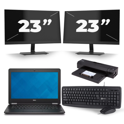 Dell Latitude E7240 - Intel Core i5-4e Generatie - 12 inch - 8GB RAM - 256GB SSD - Windows 11 + 2x 23 inch Monitor