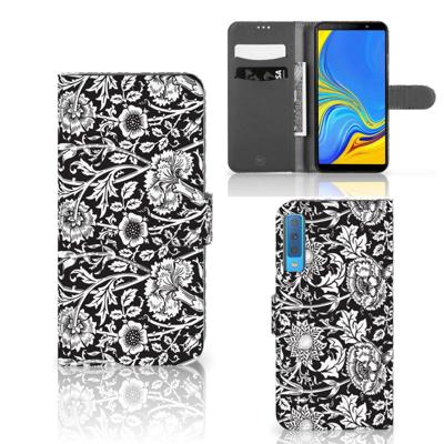 Samsung Galaxy A7 (2018) Hoesje Black Flowers Samsung Galaxy A7 (2018) Hoesje Black Flowers