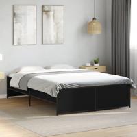 Bedframe bewerkt hout metaal zwart 120x200 cm - thumbnail
