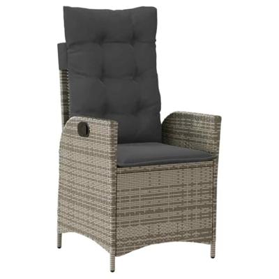 Tuinstoel verstelbaar met kussens poly rattan grijs Tuinstoel verstelbaar met kussens poly rattan grijs
