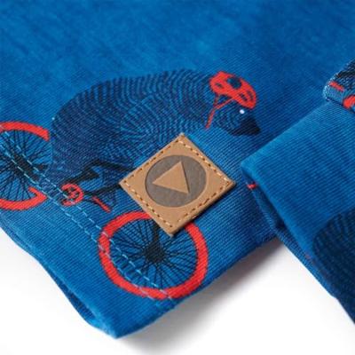 Kinderpyjama met lange mouwen beer op fiets 92 petroleumkleurig