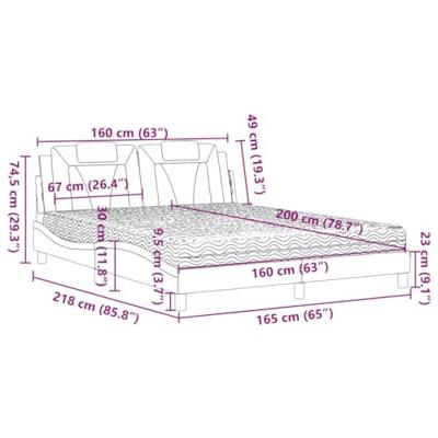 Bed met matras kunstleer grijs 160x200 cm