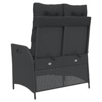 Tuinbankje verstelbaar met kussens poly rattan zwart - thumbnail
