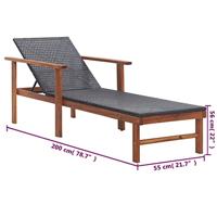 Ligbed poly rattan en massief acaciahout zwart - thumbnail