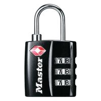 Hangslot masterlock 3-cijfer tsa zwart 30mm - thumbnail