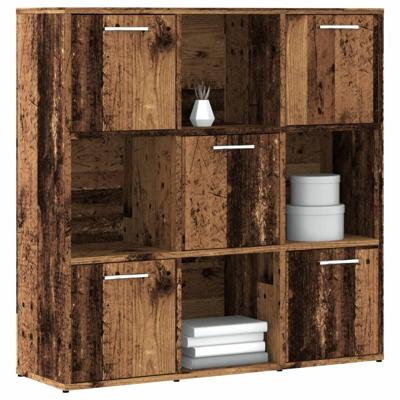 Boekenkast 90x28x90 cm bewerkt hout oud houtkleurig