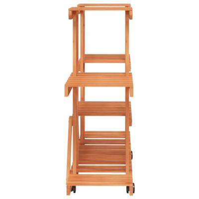 Plantenstandaard met wielen 110x25x78 cm massief vurenhout