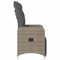 Tuinstoelen 2 st verstelbaar met kussens poly rattan grijs - thumbnail