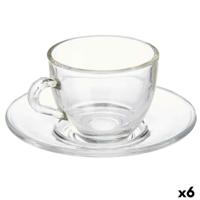 Kopje met schoteltje Vivalto Transparant Glas 85 ml (6 Stuks) - thumbnail