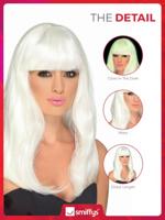 Glow In The Dark Party Pruik Wit - thumbnail