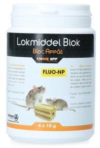 Knock Pest Lokmiddel Blok voor muis&rat Fluo-NP 4 x 15 g