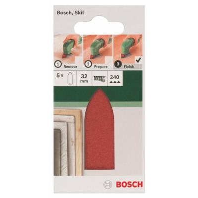 Bosch Accessories 2609256A40 Deltaschuurpapier Met klittenband, Ongeperforeerd Korrelgrootte (num) 240 Hoekmaat 32 mm 5 stuk(s)