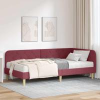 Hoekbedframe met matras Wijnrood 90 x 190 cm Stof - thumbnail