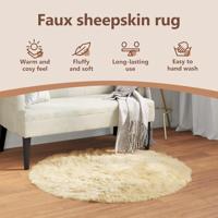 VidaXL Nep schapenvacht tapijt tafalla crème ø 120 cm polyester - thumbnail