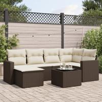 7-delige Loungeset met kussens poly rattan bruin - thumbnail