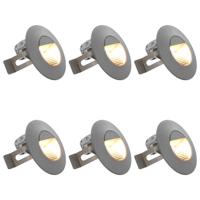 LED-buitenwandlampen 6 st 5 W rond zilverkleurig - thumbnail