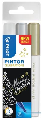 Verfstift Pilot Pintor celebrations extra fijn assorti etui à 3 stuks Verfstift Pilot Pintor celebrations extra fijn assorti etui à 3 stuks