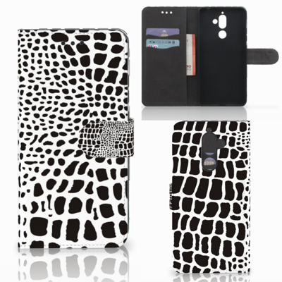 Nokia 7 Plus Telefoonhoesje met Pasjes Slangenprint Nokia 7 Plus Telefoonhoesje met Pasjes Slangenprint