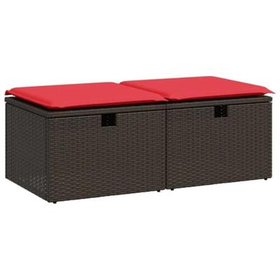 2-delige Loungeset met kussens poly rattan acacia bruin