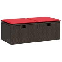 2-delige Loungeset met kussens poly rattan acacia bruin - thumbnail