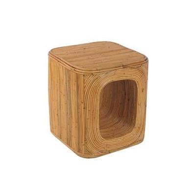 sweeek - Bijzettafel, nachtkastje met vak, in natuurlijk rotan