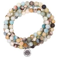 Edelsteen Armband Amazoniet Mala met Lotus (8 mm kralen) - thumbnail