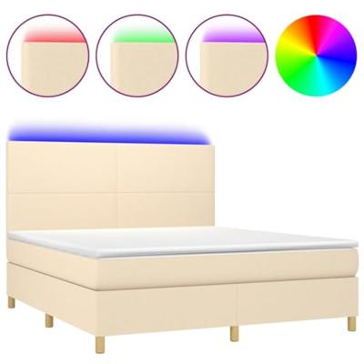 Boxspring met matras en LED stof crèmekleurig 160x200 cm