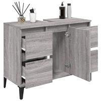 Wastafelkast 80x33x60 cm bewerkt hout grijs sonoma eikenkleurig - thumbnail