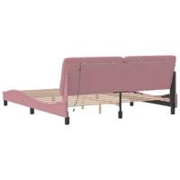 Bedframe met LED zonder matras fluweel roze 180x200 cm - thumbnail