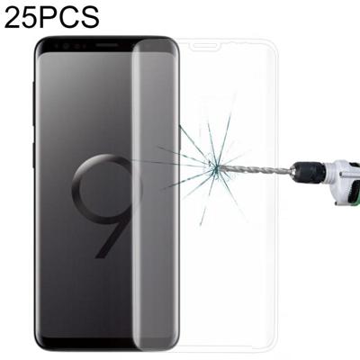 25 stuks voor Galaxy S9 plus 9H oppervlakte hardheid 3D gebogen rand anti-kras Full Screen HD gehard glas screen protector (transparant)