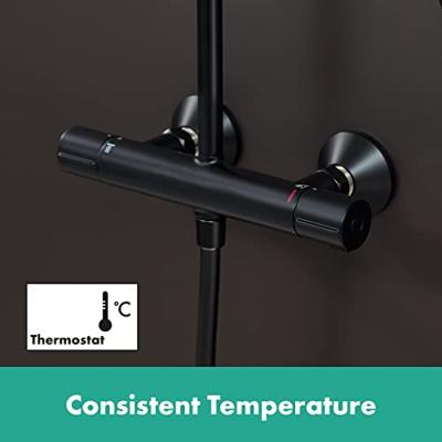 Hansgrohe Vernis Blend showerpipe met thermostaat ecosmart mat zwart 26089670 - thumbnail