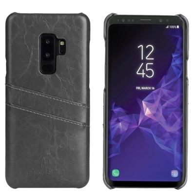 Fierre Shann Retro olie Wax textuur PU lederen Case voor Galaxy S9 PLUS, met Card Slots (zwart)