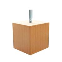 Meubelpoot vierkant 5 bij 5 cm en hoogte 5 cm van massief hout (M8) - thumbnail