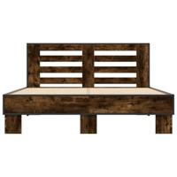 Bedframe bewerkt hout metaal gerookt eikenkleurig 120x200 cm - thumbnail