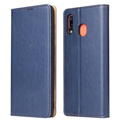 Dermis textuur PU + TPU horizontale Flip lederen draagtas met houder & kaartsleuven & portemonnee voor Galaxy A20 & A30 (blauw) Dermis textuur PU + TPU horizontale Flip lederen draagtas met houder & kaartsleuven & portemonnee voor Galaxy A20 & A30 (blauw)
