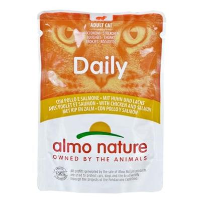 Almo Nature Daily met kip en zalm natvoer kat (70 g) 30 x 70 g - thumbnail