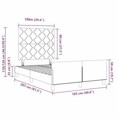 Bedframe met hoofdeinde Lichtgrijs 100 x 200 cm Fluweel
