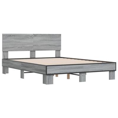 Bedframe bewerkt hout metaal grijs sonoma eiken 120x200 cm