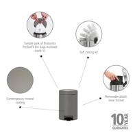Brabantia pedaalemmer Newlcon 3 liter mineral concrete grey - thumbnail