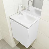 MONDIAZ OLAN 40cm toiletmeubel talc. LEX wastafel talc rechts 1 kraangat - thumbnail