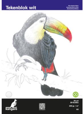 Kangaro K-5332 Tekenblok A3 200 Gr 20 Vel Wit Fijne Korrel Kopgelijmd