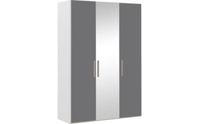 Goossens Kledingkast Easy Storage Ddk, Kledingkast 153 cm breed, 220 cm hoog, 2x glas draaideur en 1x spiegel draaideur midden