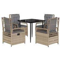 5-delige Tuinset met kussens poly rattan beige - thumbnail