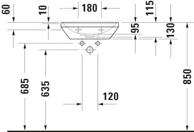 Fontein Duravit D-Neo Inbouw Met Kraanvlak Zonder Kraangat 45 cm Hoogglans Wit Duravit - thumbnail