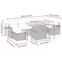 8-delige Loungeset met kussens poly rattan zwart - thumbnail