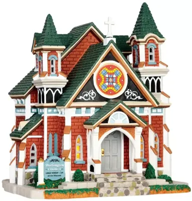 Lemax darlington church verlichte kerk Caddington Village 2014