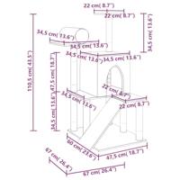 Kattenmeubel met sisal krabpalen 110,5 cm lichtgrijs - thumbnail
